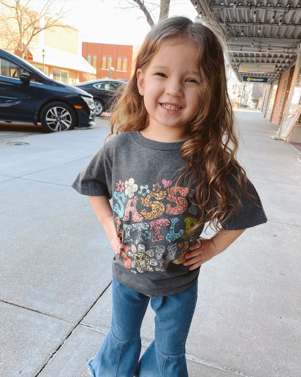 Kids Floral Sassy Little Soul Retro Graphic Tee
