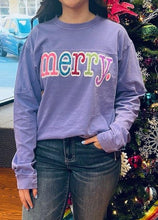Merry in Colorful Glitter Long Sleeve Oversized Tee