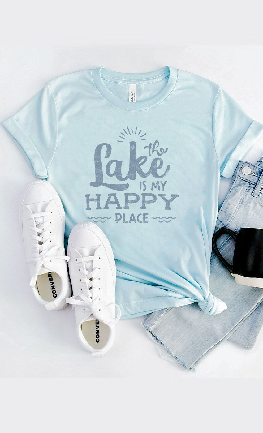 Vintage The Lake Is My Happy Place Graphic Tee