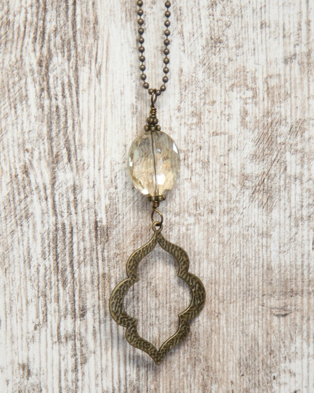 TH Ag and Crystal Drop Necklace 31876