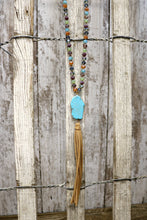 Turquoise Stone Beaded Necklace Set w Tassel