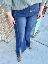 Jasmine High Rise Loose Wide Leg Jeans w Front Side Slit