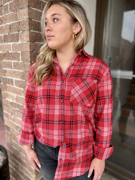 Tina Button Down Plaid Long Slv Shirt